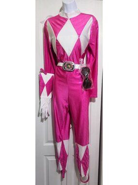 Power Rangers Pink Ranger Sassy Bodysuit Costume Belt Gloves Sunglasses Sexy MD